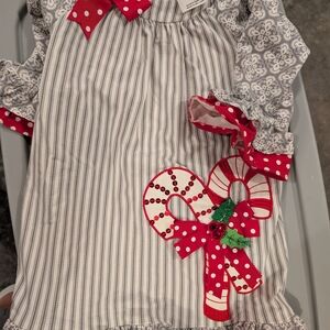 Rare Editions Red and Gray Candy Cane Dress